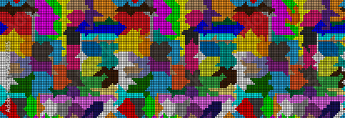 Seamless background in bright pixels. Vector drawing.