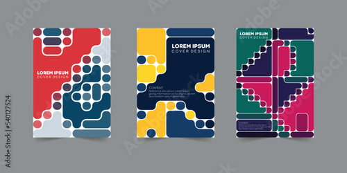 Set of abstract, colorful, geometric cover designs Company branding pattern design layout bundle, poster, annual report, and geometric concept cover. 