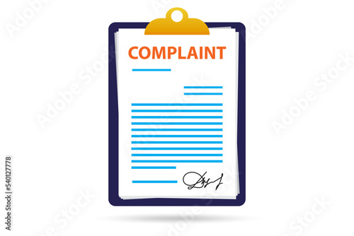 Form with complaint from the customer