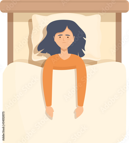 Health stress icon cartoon vector. Sleep disorder. Anxiety girl
