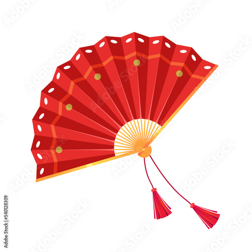 Vector illustration of a Japanese traditional fan. 
Asian souvenir on white background