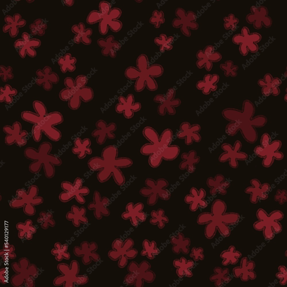 Trendy fabric pattern with hand drawn miniature burgundy flowers on black background.Fashion design.Motifs scattered random.Elegant template for fashion prints,fashion textile,fabric,wrapping paper Trendy fabric pattern with hand drawn miniature burgundy flowers on black background.Fashion design.Motifs scattered random.Elegant template for fashion prints,fashion textile,fabric,wrapping paper