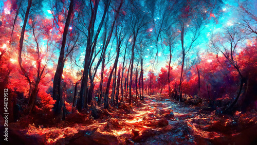 AI Multiverse colourful forest