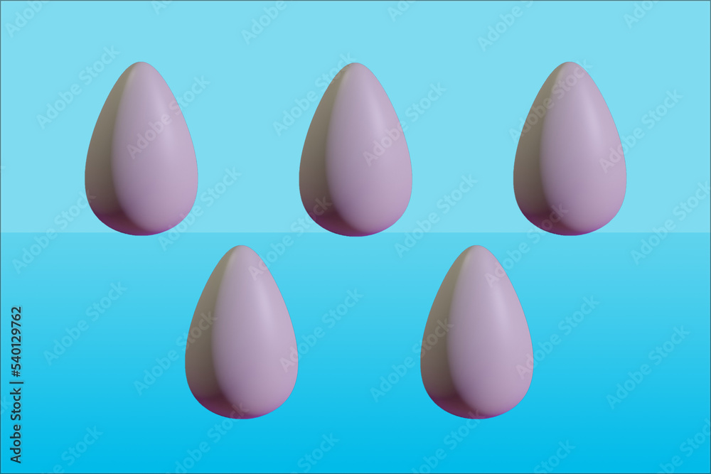 3d illustration of a group of white eggs