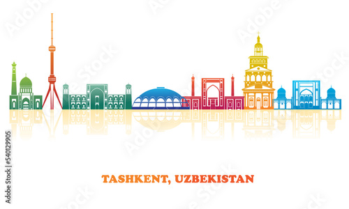 Colourfull Skyline panorama of city of Tashkent, Uzbekistan - vector illustration
