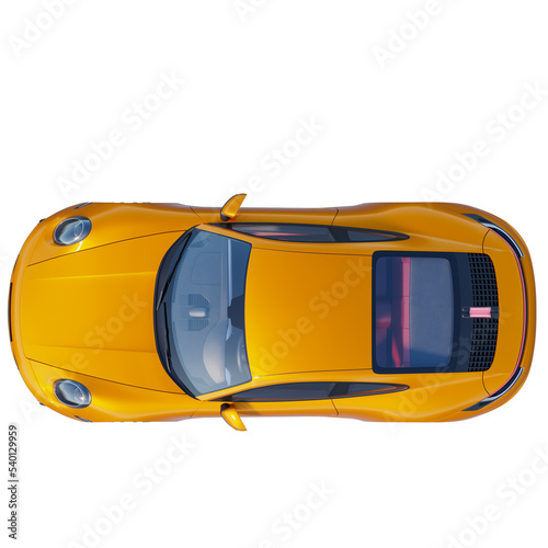 Orange-yellow luxury sport coupe car top view for architectural and landscape planning design - white background.jpg

