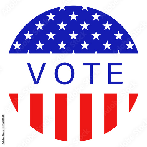 Vote badge. Election sticker in png. Vote badge in American flag. USA election sticker on transparent background