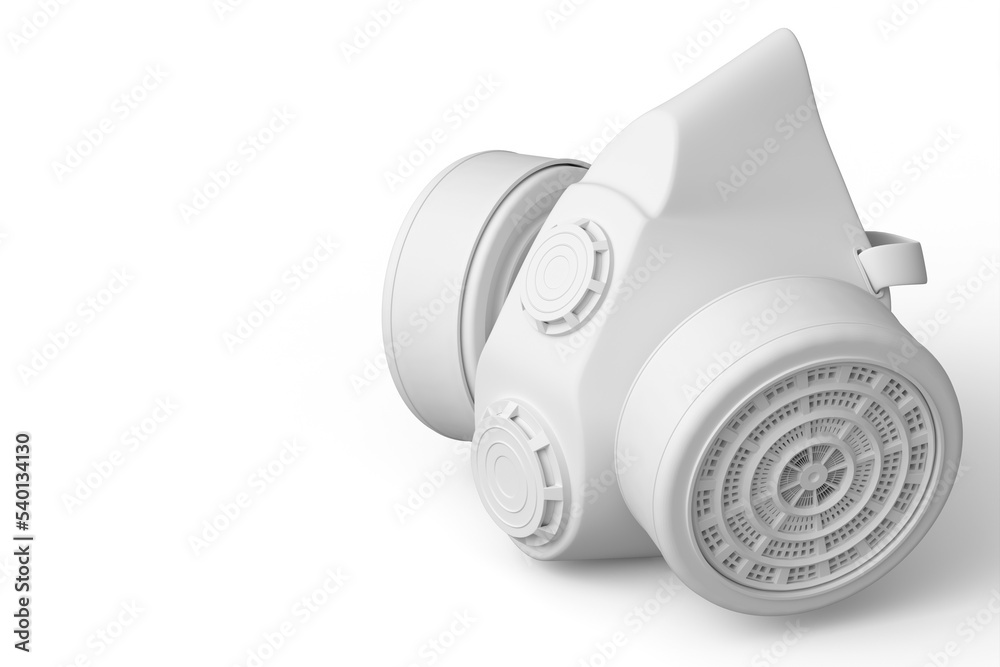 Respirator for professional use or gas mask on white monochrome background Respirator for professional use or gas mask on white monochrome background