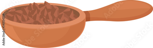 Spoon buckwheat icon cartoon vector. Raw cultivation. Organic nutrition