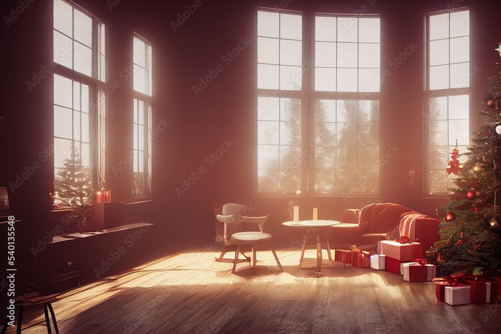 Christmas interior colourful environment, happy movement Christmas interior colourful environment, happy movement