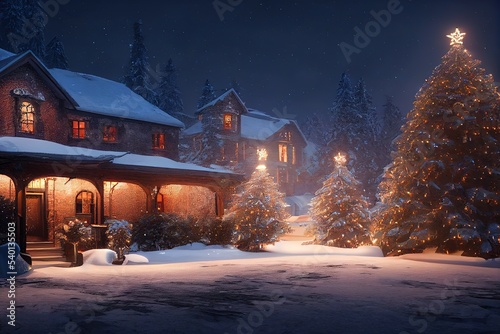 christmas exterior environment, cinematic lighting