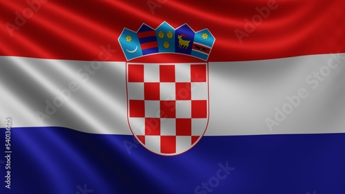 Render of the Croatia flag flutters in the wind close-up, the national flag of Croatia flutters in 4k resolution, close-up, colors: RGB. High quality 3d illustration