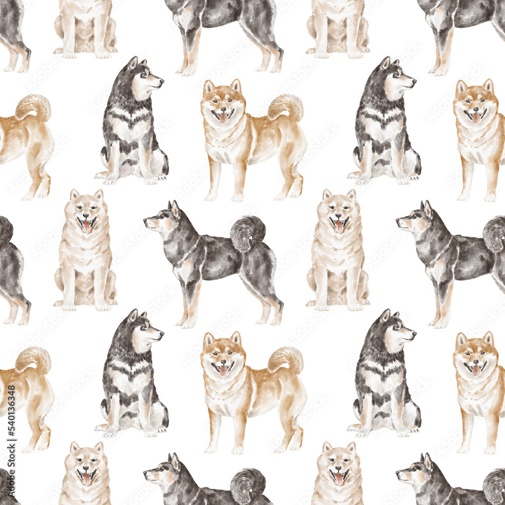 Shiba inu dog seamless pattern Shiba inu dog seamless pattern