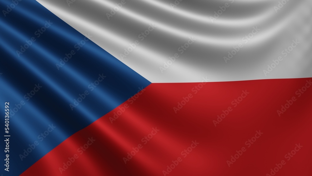 Render of the Czech flag flutters in the wind close-up, the national flag of Czech flutters in 4k resolution, close-up, colors: RGB. High quality 3d illustration