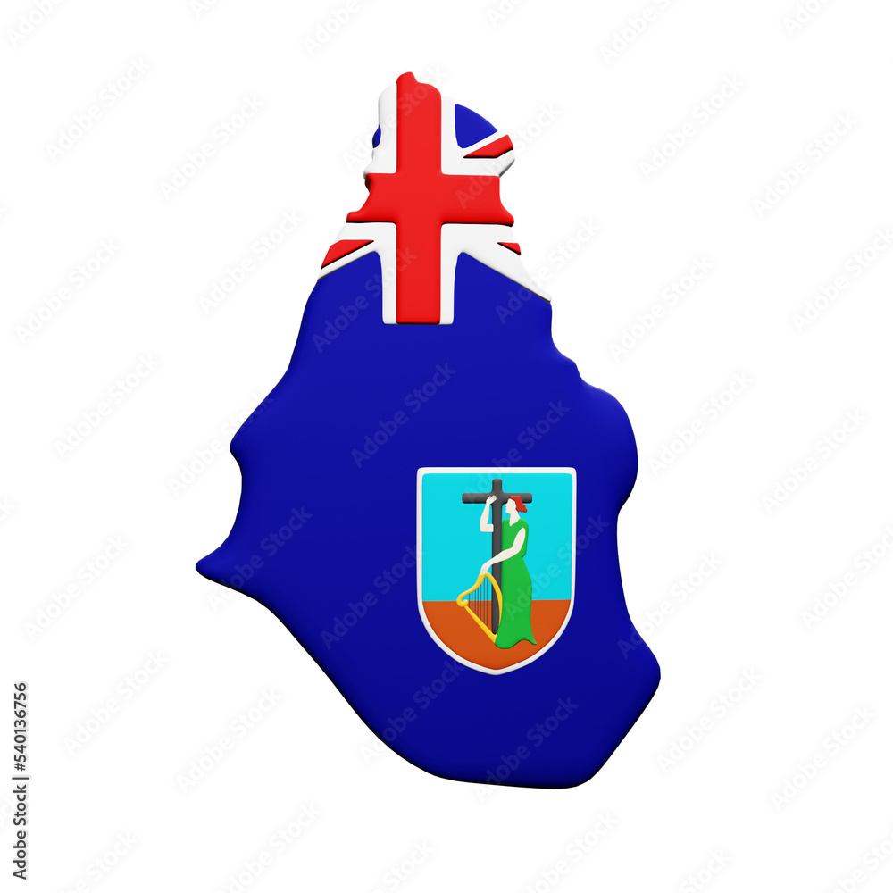 PNG 3D Rendering of Montserrat Flag Map