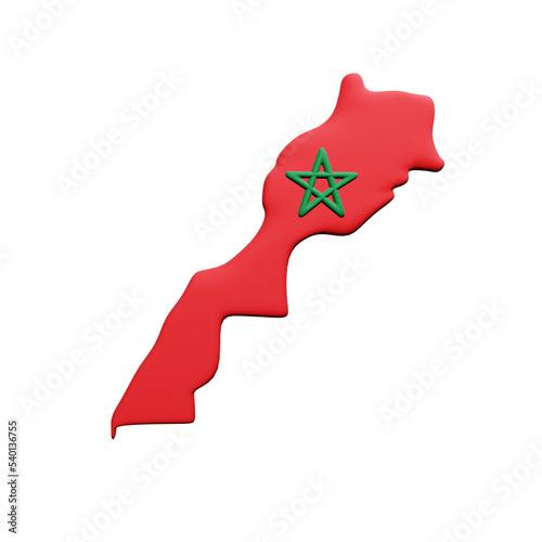 PNG 3D Rendering of Morocco Flag Map