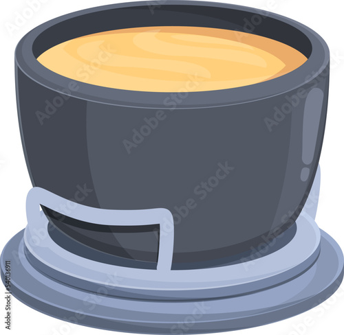 Traditional fondue icon cartoon vector. Cheese food. Bread cooking