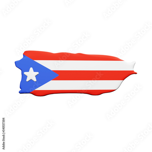 PNG 3D Rendering of Puerto Rico Flag Map 