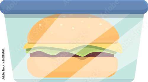 Burger box icon cartoon vector. Meal snack. Plastic container