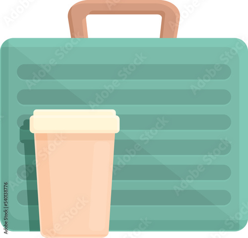 Coffee to go icon cartoon vector. Snack meal. Time pack