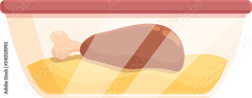 Chiken meat box icon cartoon vector. Meal snack. Plastic container