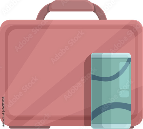 Soda drink lunch box icon cartoon vector. Kid food. Meal snack