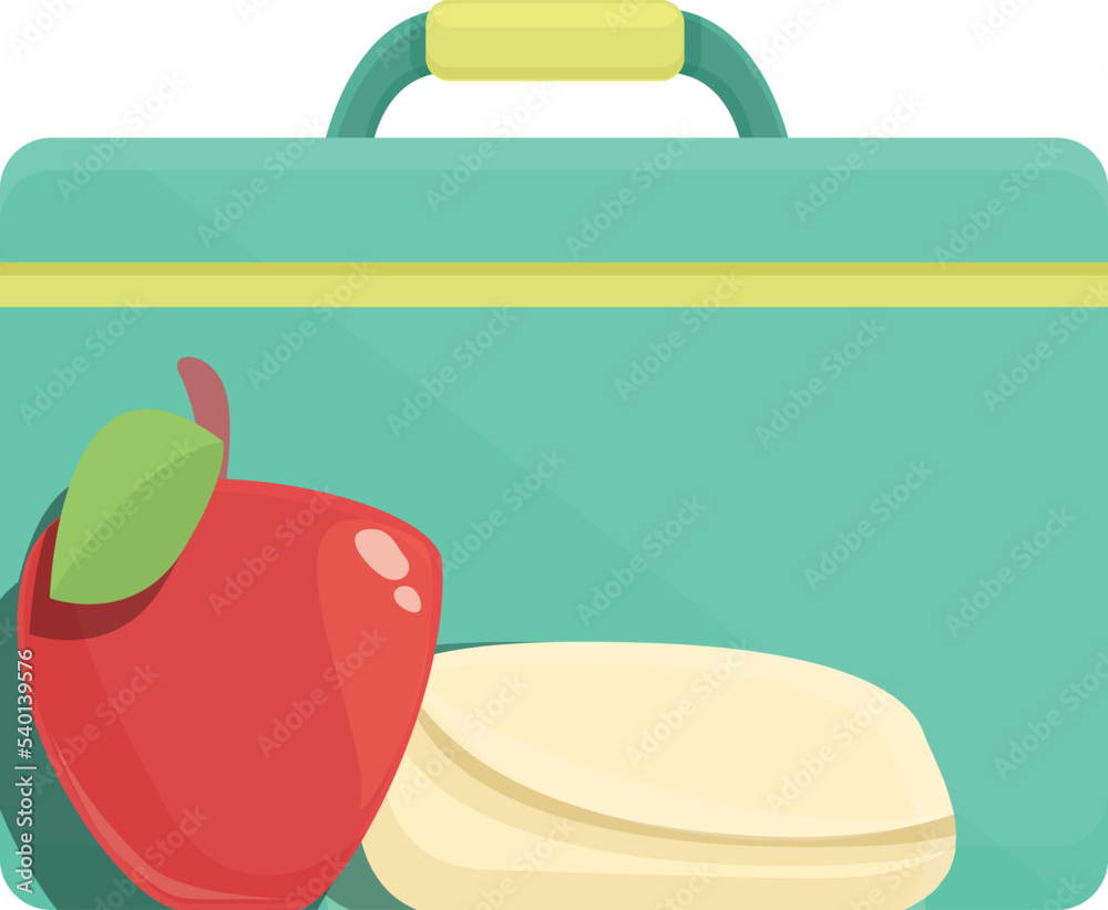 Lunch box icon cartoon vector. Kid food. School snack Stock Vector