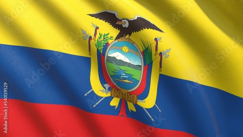 flag of ecuador made of fabric 3d-rendering