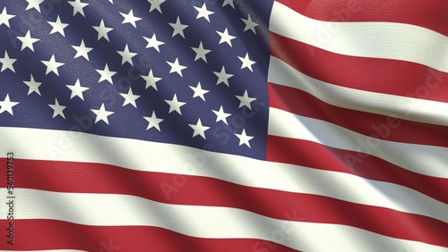 Beautifully waving star and striped American flag 3d-rendering