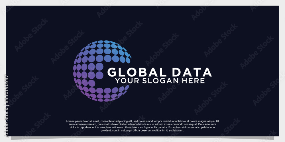 Fototapeta premium global world data logo design vector illustration with creative concept Premium Vector