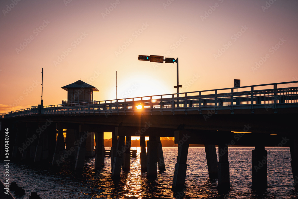 bridge at sunset by the pier
