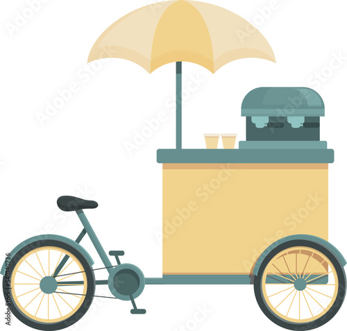 Bike cart coffee icon cartoon vector. Street festival. Shop outdoor