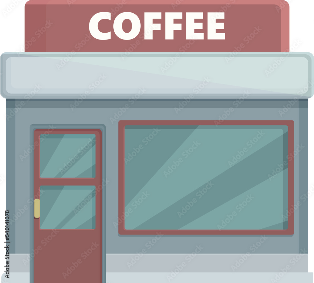 Glass coffee shop icon cartoon vector. Street market. Urban town Glass coffee shop icon cartoon vector. Street market. Urban town