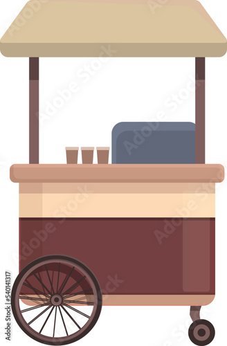 Cart coffee icon cartoon vector. Street market. Small town
