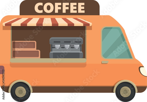 City coffee van icon cartoon vector. Street market. Food shop