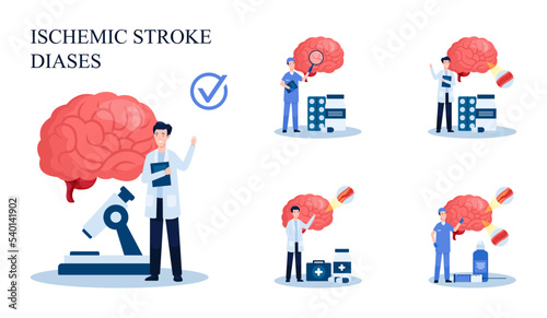 Set of Stroke disease vector illustration