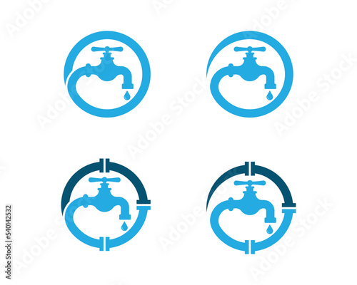 Faucet Plumbing Service Logo Concept symbol sign icon Element Design. Water Tap, Plumber Logotype. Vector illustration template
