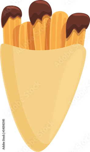 Spain churro icon cartoon vector. Chocolate pastry. Biscuit dessert