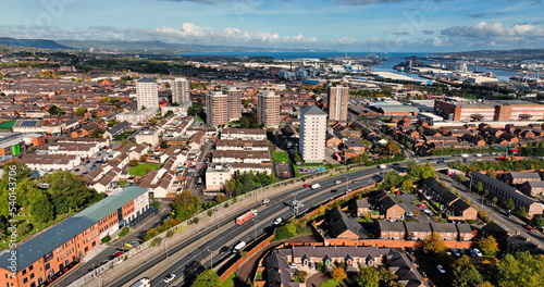 Aerial Photo of The Divis high rise flats Belfast Northern Ireland