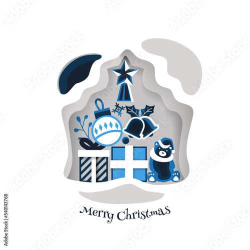 chirstmas papercut background vector design