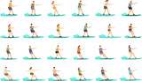 Water skiing icons set cartoon vector. Sport adventure. Ski man