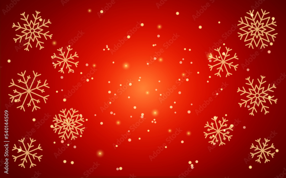 Winter magical Christmas snowflake red gold banner. Luminous background glitter fireflies frozen snow flakes gradient flat saver website inscription space ads product backdrop decoration holiday card Winter magical Christmas snowflake red gold banner. Luminous background glitter fireflies frozen snow flakes gradient flat saver website inscription space ads product backdrop decoration holiday card