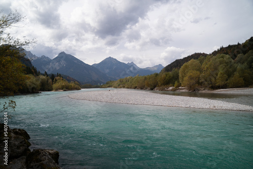 river in the alps emerald or turquoise color