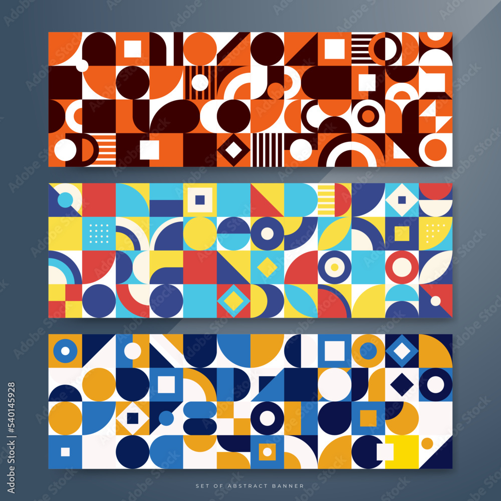 Obraz premium Flat colorful mosaic pattern design banner background