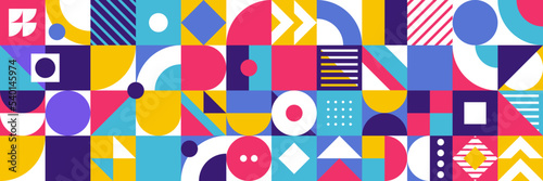 Flat colorful mosaic pattern design banner background