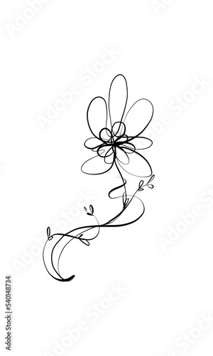 White background line art,  flowers