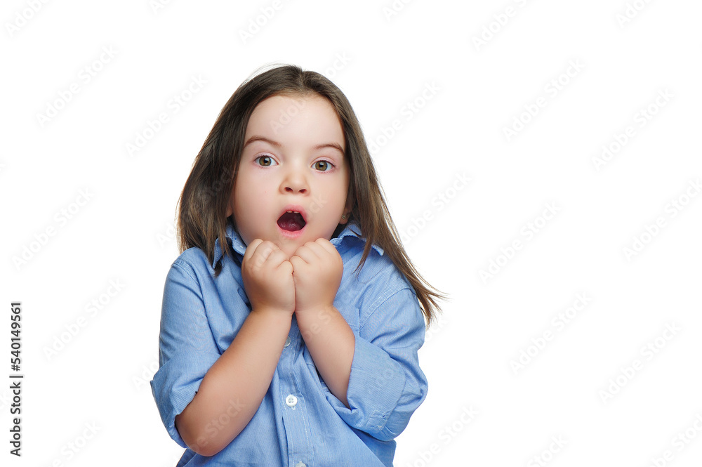 Scared and amazed brunette preschool girl Scared and amazed brunette preschool girl