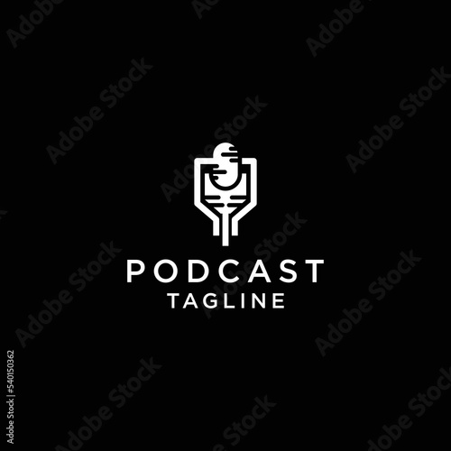 Podcast logo icon design template flat vector