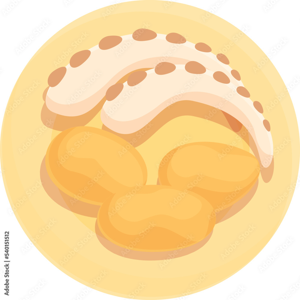 Sea food icon cartoon vector. Portugal cuisine. Fried meal