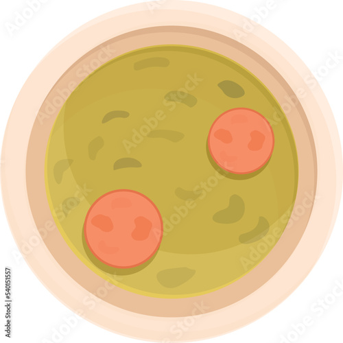 Green soup icon cartoon vector. Food meal. Cod fried